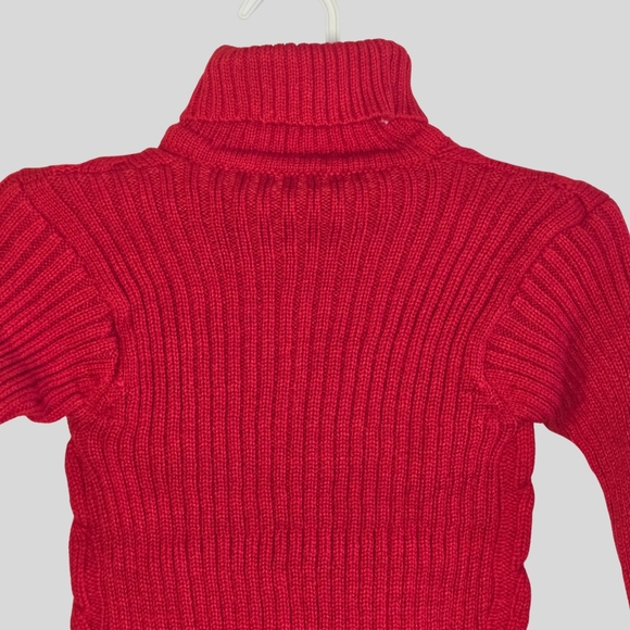 Knit Turtleneck Sweater Toddler Unisex Size 4T Red Soft Pullover - Picture 5 of 11